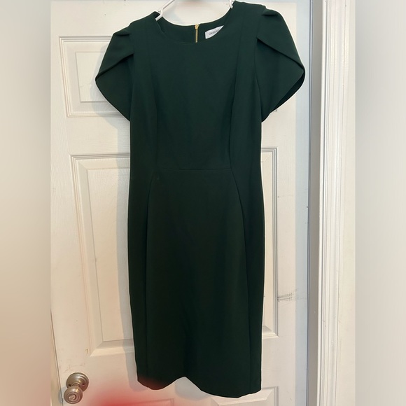 Calvin Klein | Dresses | Calvin Klein Knee Length Green Dress Gold Zipper  Accent | Poshmark